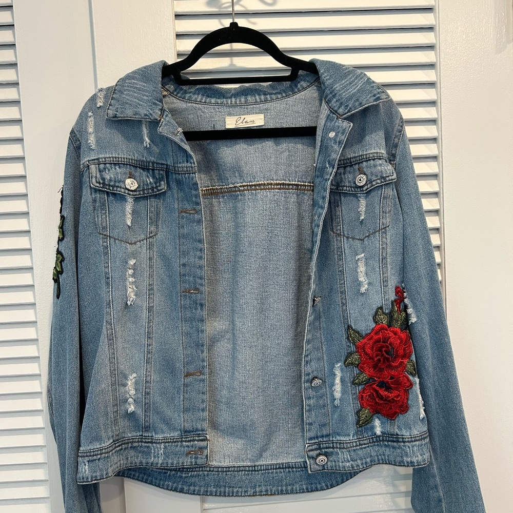 Jean Jacket with Rose Patches